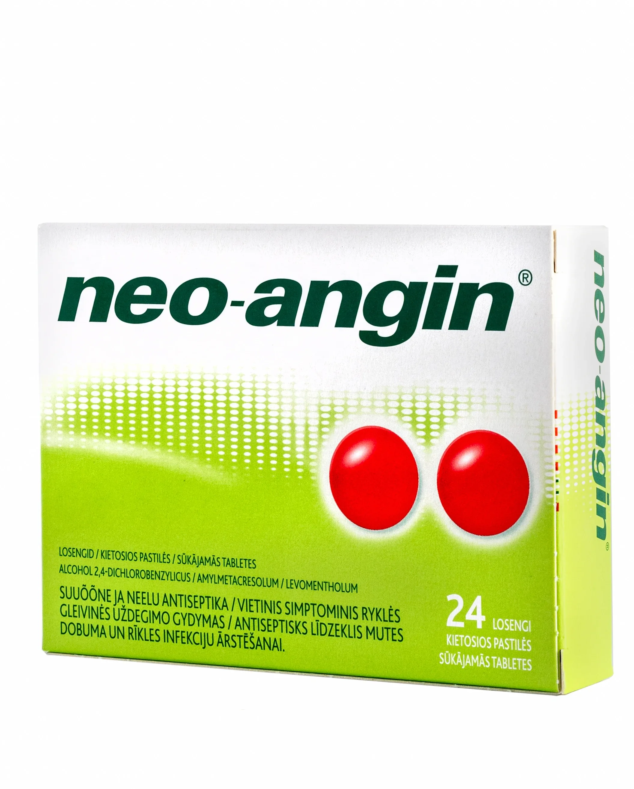 Neo-angin ar cukuru, 24 tabletes