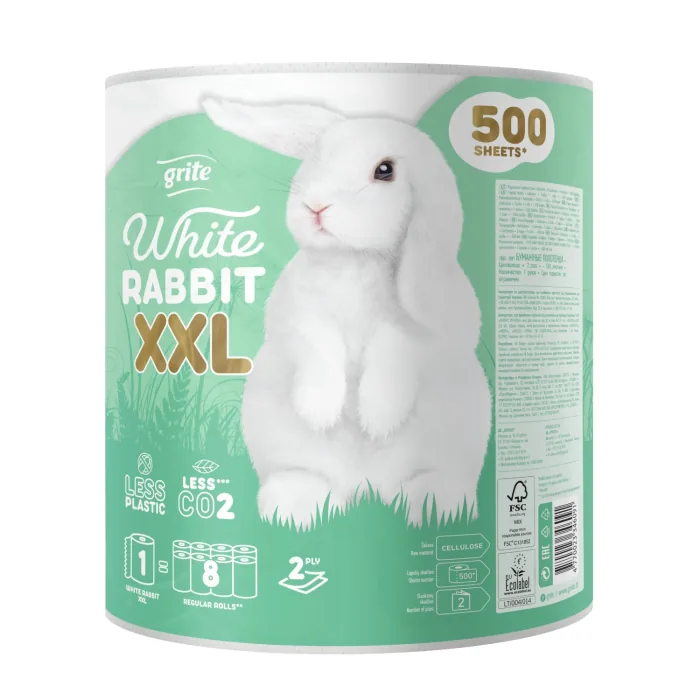 PAPĪRA DVIELIS GRITE WHITE RABBIT,500SLOK,2SLĀŅI, 1RUL.