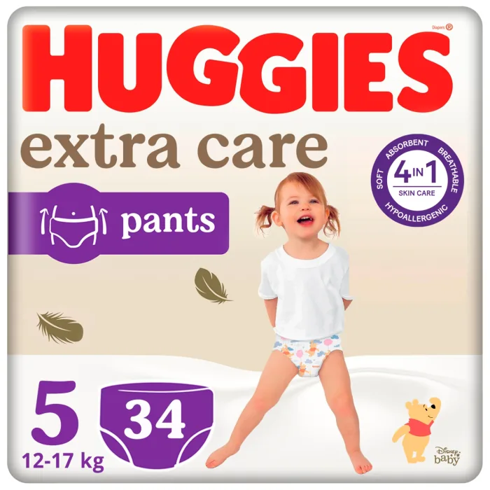 BIKSĪTES HUGGIES EXTRA CARE PANTS S5 12-17KG 34GAB