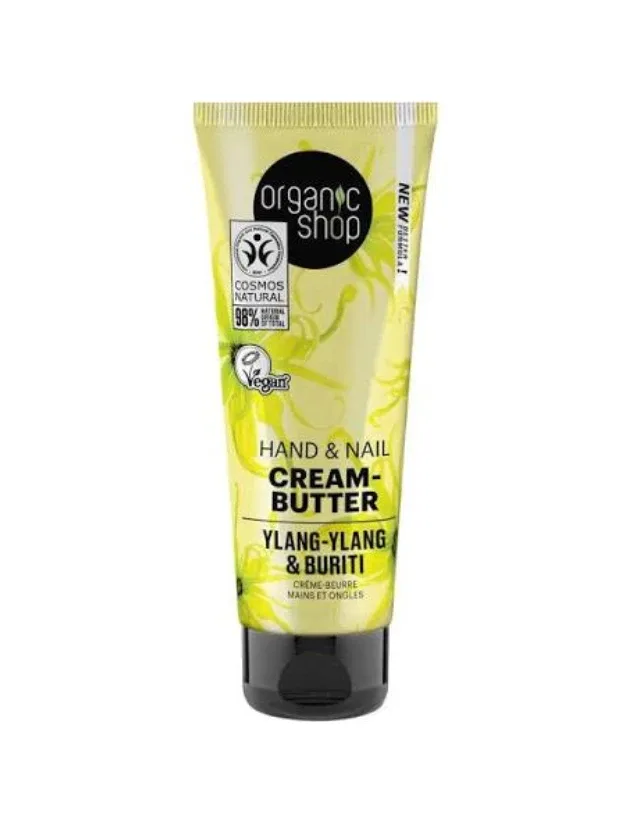 Organic Shop roku un nagu krēms-sviests ar ilang-ilangu un buritu, 75 ml
