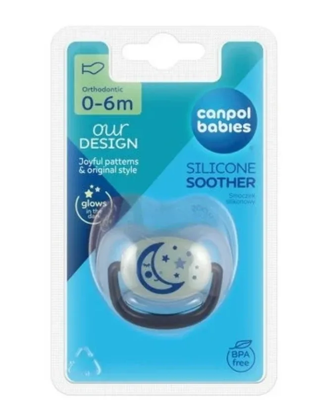 Canpol Babies silikona ortodontisks māneklītis, zils, 0-6 mēneši