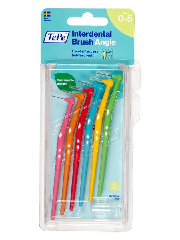 Tepe Interdental Brush Angle starpzobu birstīšu jauktais komplekts, visi izmēri, 6 gab.