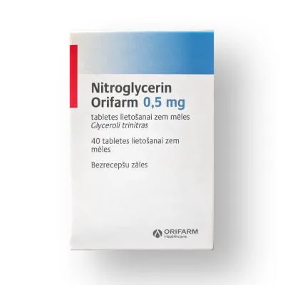 Nitroglycerin Orifarm 0,5 mg tabletes lietošanai zem mēles N40