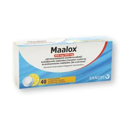 Maalox 400 mg/400 mg košļājamās tabletes (nesatur cukuru), N40