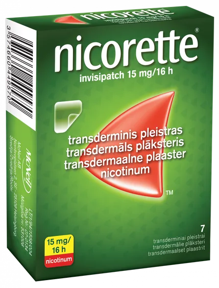 Nicorette Invisipatch 15 mg/16 H transdermāls plāksteris, 7 gab.