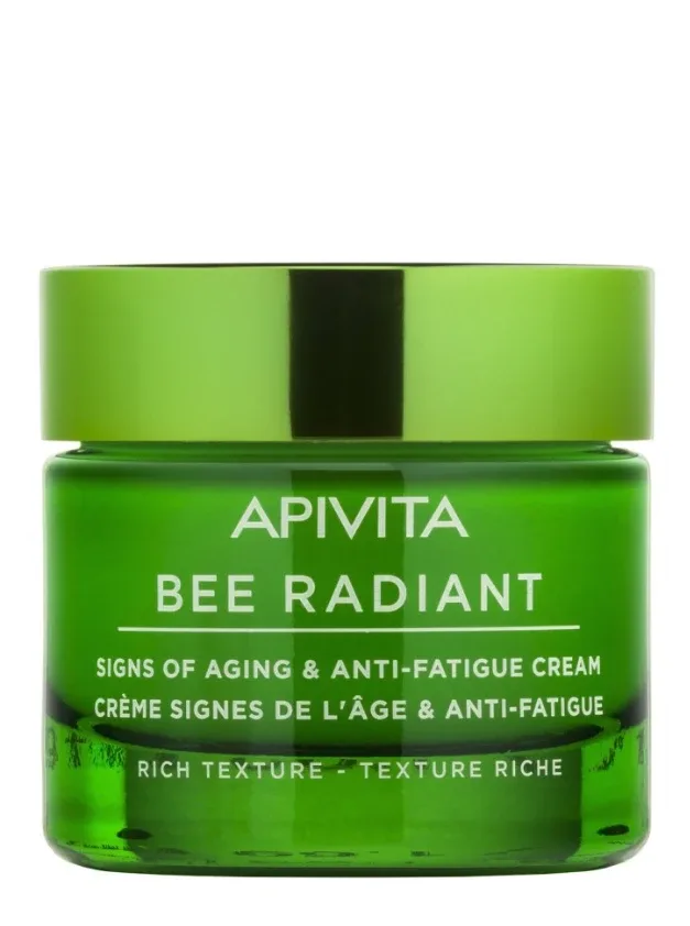 Apivita Bee Radiant krēms pret novecošanās pazīmēm un noguruma mazināšanai ar bagātīgu tekstūru, 50 ml
