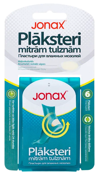 Jonax mitrām tulznām 4.4 x 6,9 cm plāksteri tulznām, 6 gab.