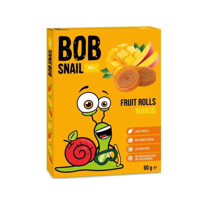 AUGĻU KONFEKTE BOB SNAIL MANGO RULLĪTIS 60G