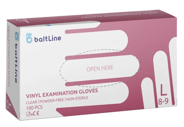Baltline izmērs L, vinila cimdi, 100 gab.