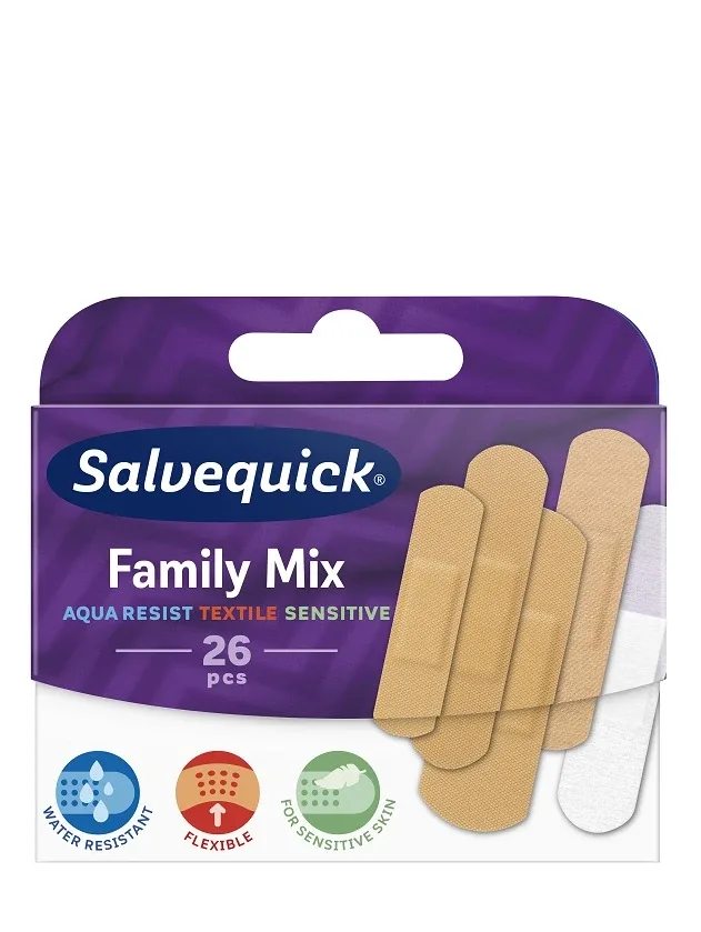 Salvequick Family Mix plāksteru komplekts visai ģimenei, 26 gb.