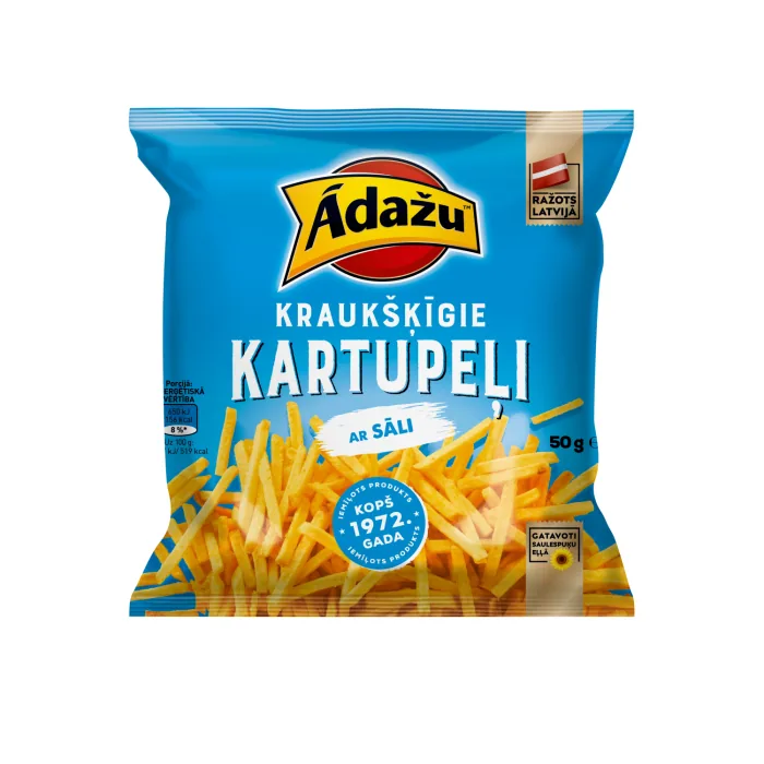 ČIPSI ĀDAŽU KRAUKŠĶĪGIE KARTUPEĻI AR SĀLI 50G