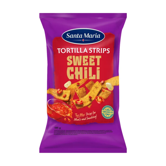 KUKURŪZAS ČIPSI SANTA MARIA AR SALDĀ ČILI GARŠU 185G