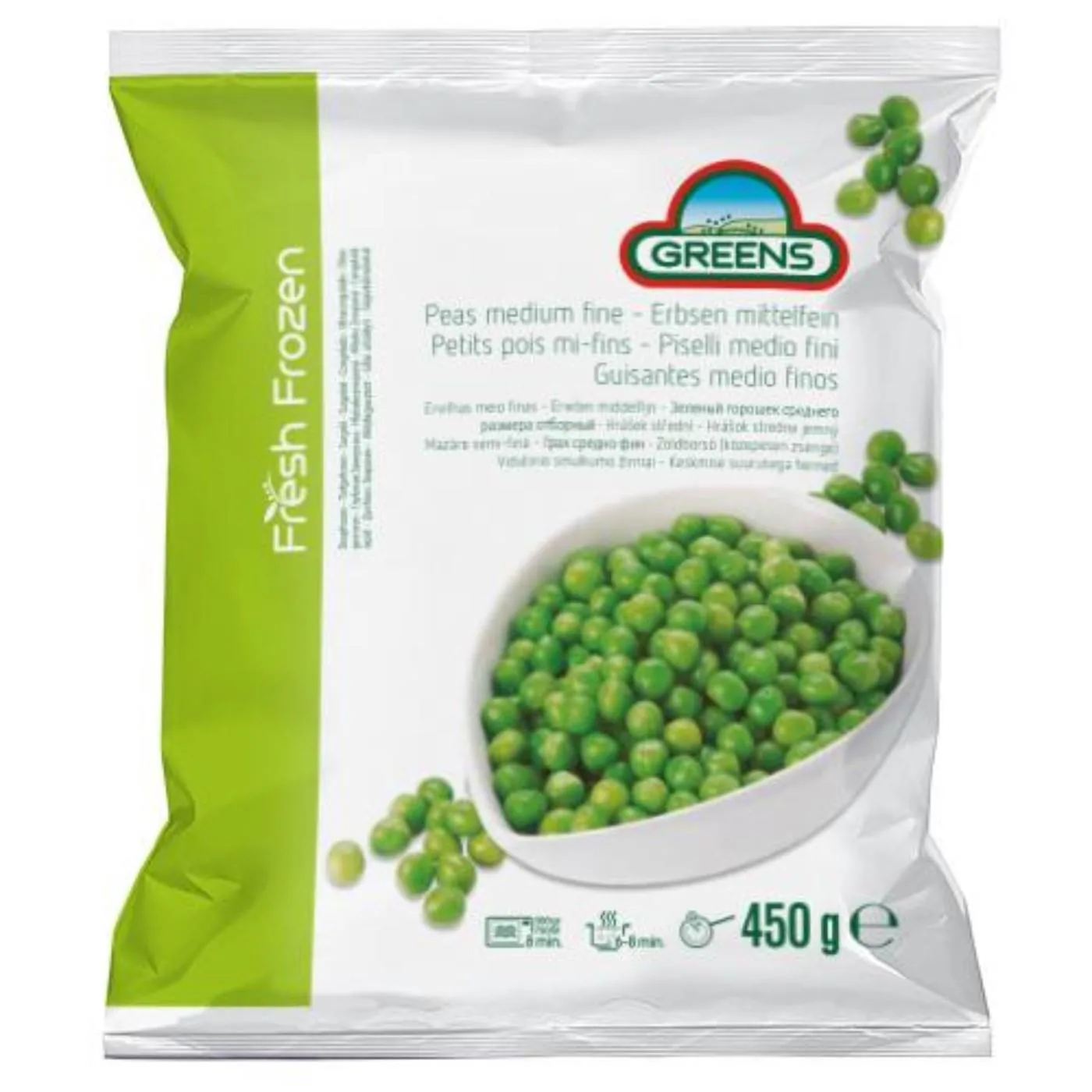 SALDĒTI ZAĻIE ZIRNĪŠI GREENS, 450G IQF