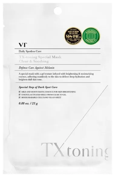 VT Cosmetics TX-Toning auduma sejas maska, 1 gab.