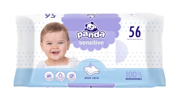 Happy Panda Sensitive mitrās salvetes, 56 gab.