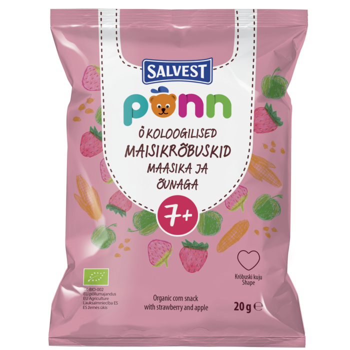 KUKURŪZAS UZKODA PONN AR ZEMENĒM UN ĀBOLU BIO NO 7 MĒNEŠIEM 20G