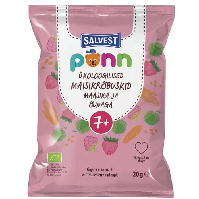 KUKURŪZAS UZKODA PONN AR ZEMENĒM UN ĀBOLU BIO NO 7 MĒNEŠIEM 20G