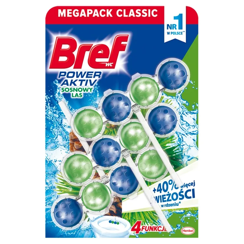 TUALETES BLOKS BREF POWER ACTIVE PINE FOREST, 3X50G