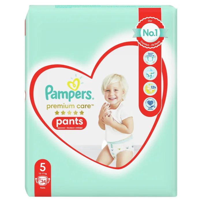 AUTIŅBIKSĪTES PAMPERS PREMIUM CARE 12-18KG PANTS S5 34GB