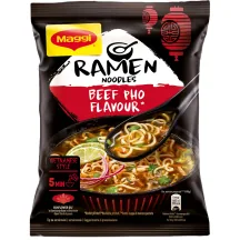 ĀTRI PAGATAVOJAMĀS NŪDELES MAGGI AR LIELLOPA GAĻAS GARŠU, ”PHO” STILA RAMEN 90G