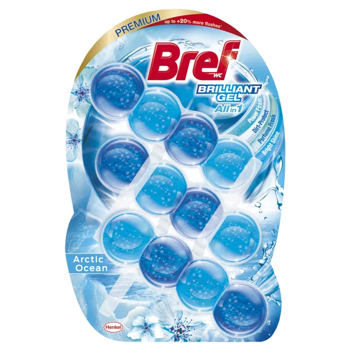 TUALETES BLOKS BREF BRILLIANT GEL ARCTIC OCEAN 3X42G