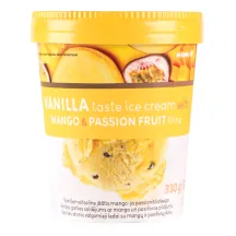 VANIĻAS GARŠAS SALDĒJUMS RIMI AR MANGO UN PASIFLORAS PILDĪJUMU 330G/500ML