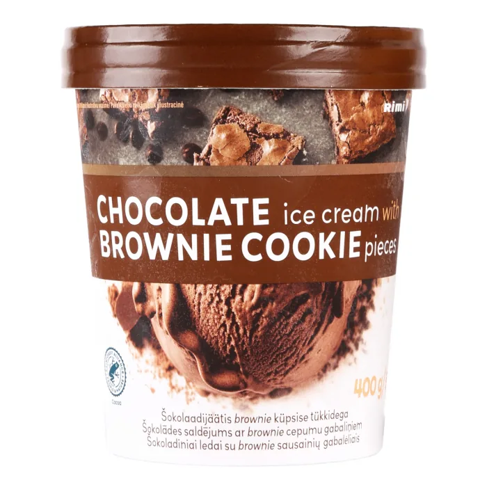 ŠOKOLĀDES SALDĒJUMS RIMI AR BROWNIE CEPUMU GABALIŅIEM 500ML/400G