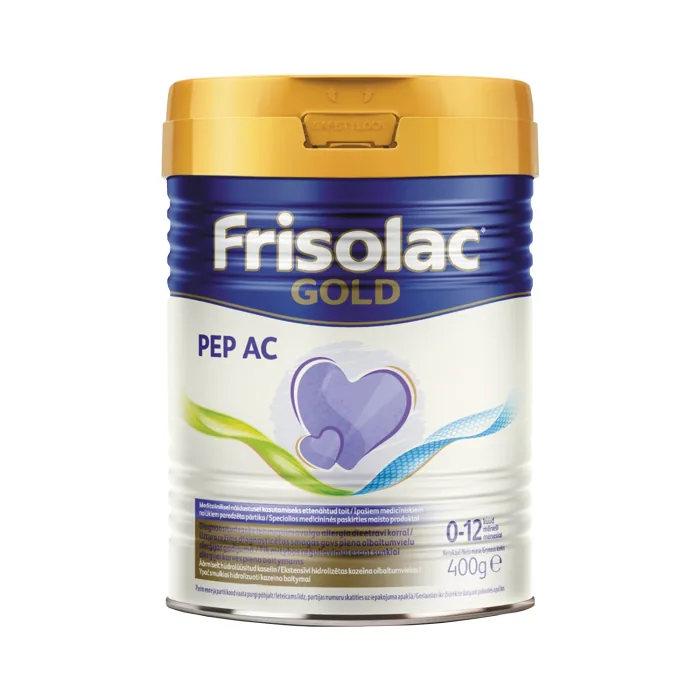 PIENA MAISĪJUMS FRISOLAC GOLD PEP AC NO DZIMŠANAS 400G
