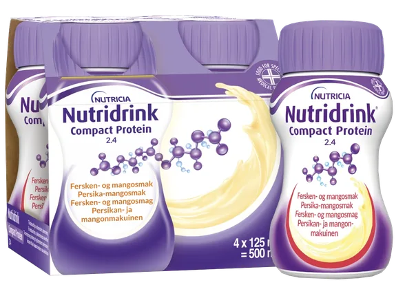 Nutricia Nutridrink Compact Protein ar persiku un mango garšu 125 ml dzēriens, 4 gab.