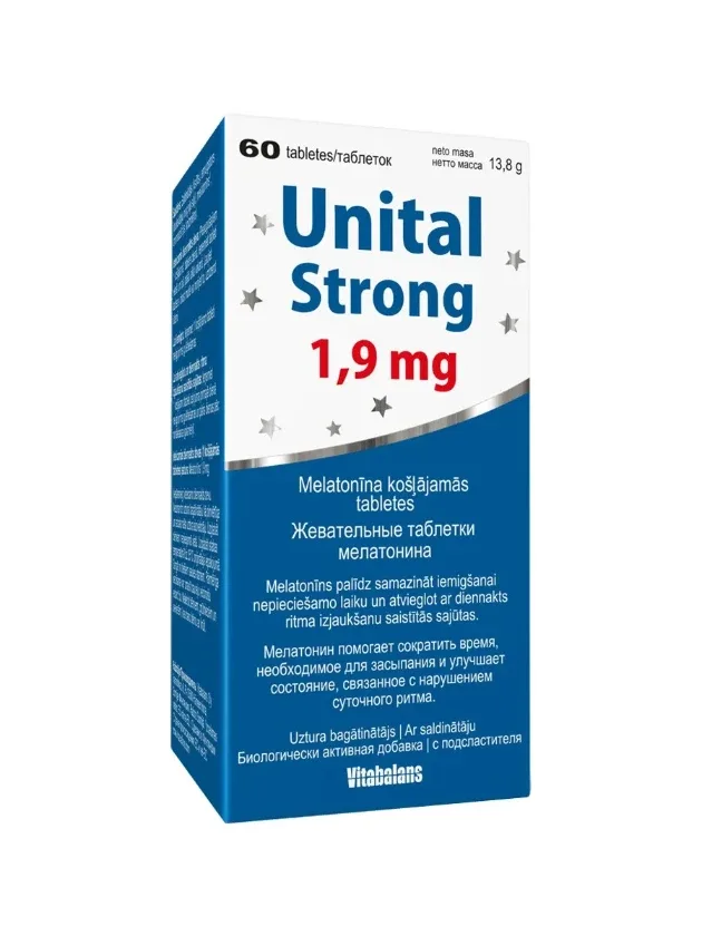 Unital melatonīns strong 1,9 mg, 60 tabletes