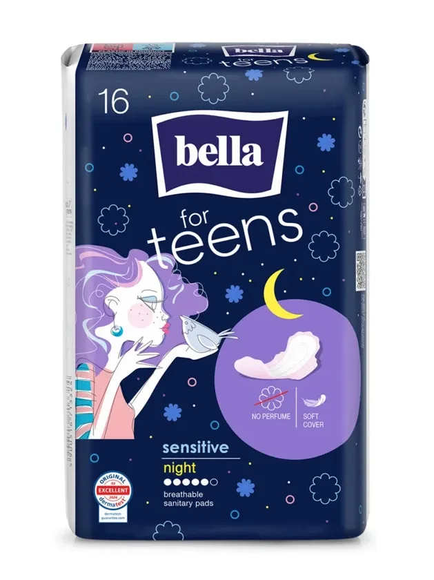 Bella For Teens Ultra night sensitive higiēniskās paketes, 16 gb.