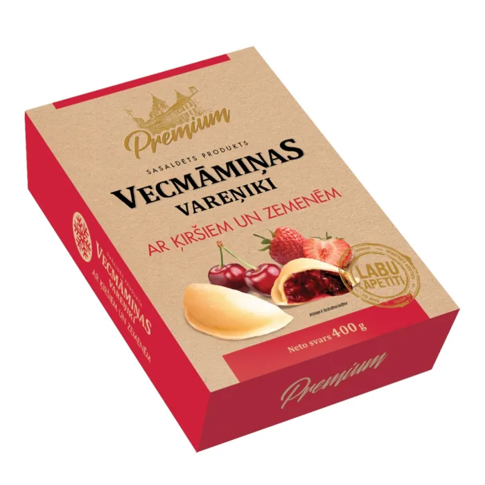 VAREŅIKI VECMĀMIŅAS AR ĶIRŠIEM UN ZEMENĒM 400G