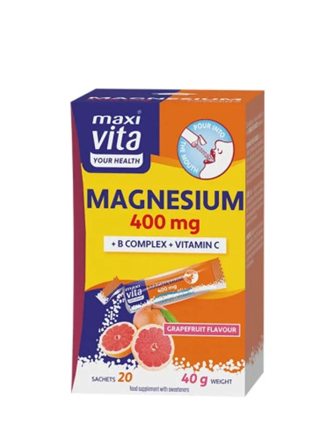 Magnesium 400 mg + B complex + vitamin C paciņas, 20 gb.