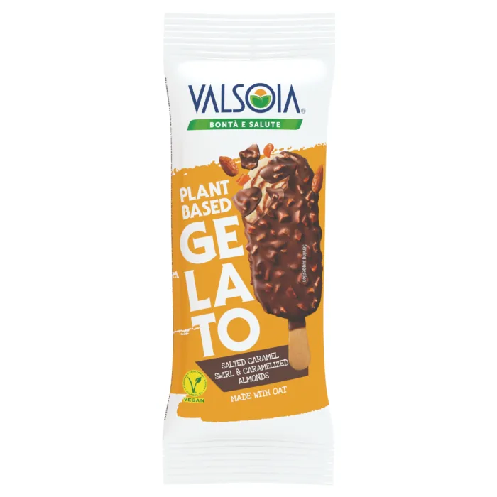 SALDĒJUMS VALSOIA AR SĀLĪTO KARAMELI UN KRAUKŠĶĪGIEM KARAMELIZĒTIEM RIEKSTIEM, VEGĀNISKS 80G/110ML
