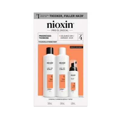 Nioxin System 4 krāsotiem matiem ar progresējošu tendenci kļūt plānākiem, komplekts 300 ml+300 ml+100 ml