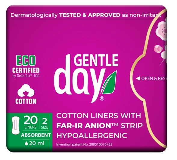 Gentle Day Absorbent Far-ir anion ikdienas ieliktnīši, 20 gab.