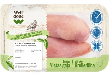 CĀĻA KRŪTIŅAS FILEJA BEZ ANTIBIOTIKĀM WELL DONE 500G