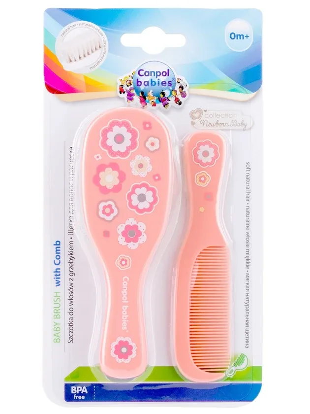 Canpol Babies Gold Pink mīksta suka ar dabīgiem sariem un ķemme