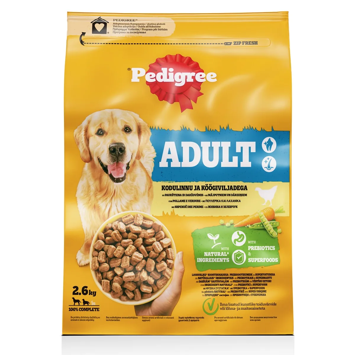 SAUSĀ BAR.SUŅIEM PEDIGREE AR MĀJPUTN.UN DĀRZ.2.6KG