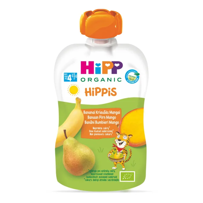 BIEZENIS HIPP BANĀNU BUMBIERU UN MANGO NO 4 MĒNEŠI BIO 100G