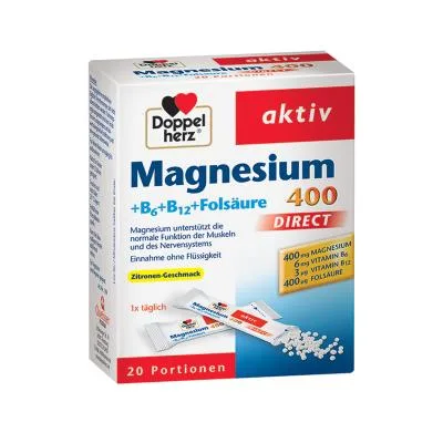 Doppelherz® Aktiv Magnijs 400+ B1 + B6 + B12 + folskābe pulveris N20