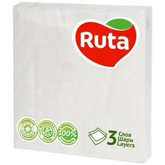SALVETES RUTA BALTAS 3PLY 33X33CM 20GAB