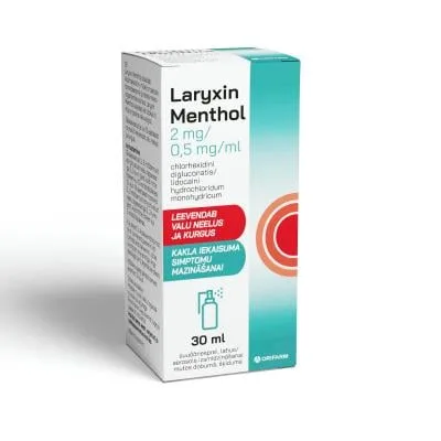 Laryxin Menthol 2 mg/0,5 mg/ml L aerosols izsmidzināšanai mutes dobumā, šķīdums 30 ml
