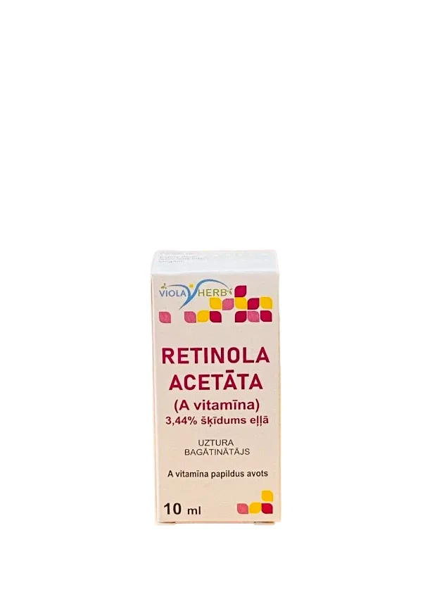 Retinola acetāta (vitamīna A) 3,44% šķīdums eļļā, 10 ml