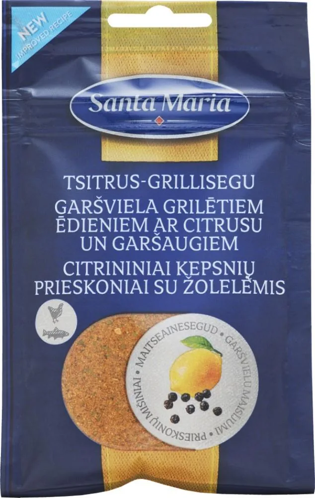 GARŠVIELA GRILĒTIEM ĒDIENIEM AR CITRUSU UN GARŠAUGIEM 35G 100541 SANTA MARIA