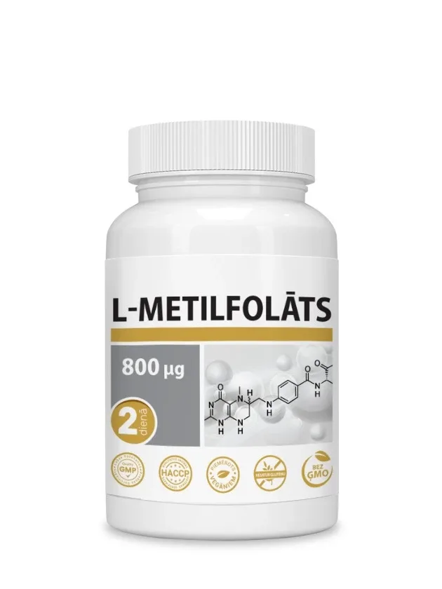 L-metilfolāts tabletes, 60 gb.