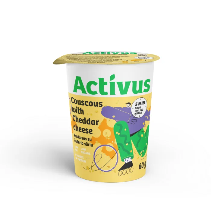 ĀTRI PAGATAVOJAMS KUSKUSS ACTIVUS AR ČEDARAS SIERU 60G