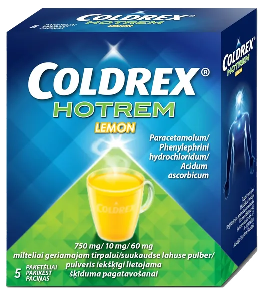 Coldrex Lemon iekšķīgi lietojama šķīduma pagatavošanai pulveris, 5 gab.