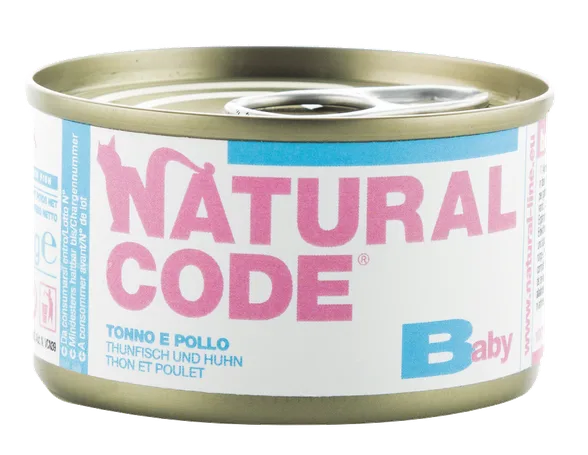 Natural Code Baby Kitten Tuncis un vista mitrā barība, 85 g