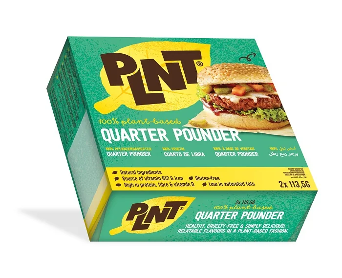 SALDĒTI VEGĀNISKIE BURGERI UZ SOJAS BĀZES PLNT QUARTER POUNDER, 217 G